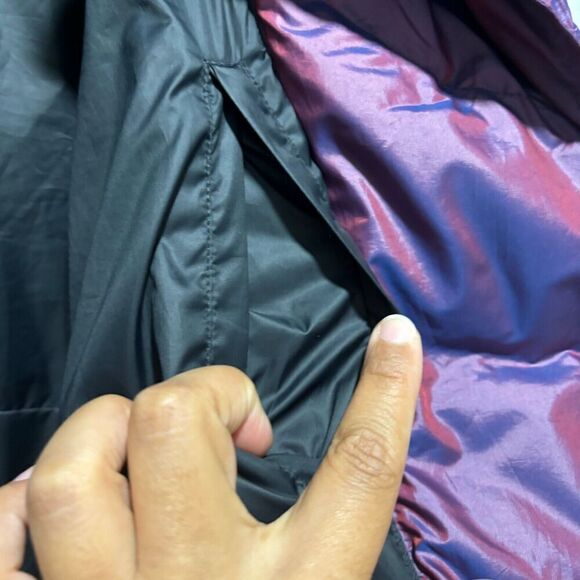 Nike Down Fill Iridescent Hooded Full Zip Puffer Jacket Large Purple Lined - Picture 12 of 15